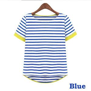 High Quality Women's O-Neck Short Sleeve Striped T-Shirts Tees Blusas - SolaceConnect.com