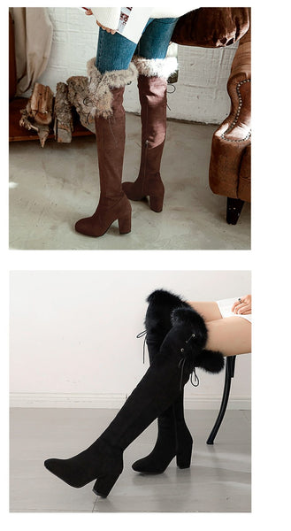 High Quality Women's Warm Suede Over The Knee Boots for Winter - SolaceConnect.com