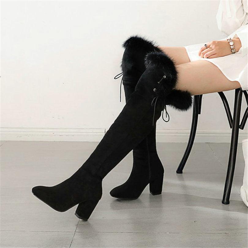 High Quality Women's Warm Suede Over The Knee Boots for Winter  -  GeraldBlack.com