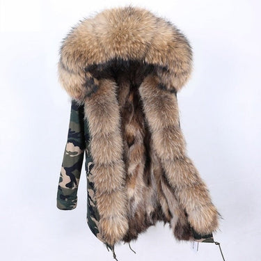 High Street Style Women's Warm Winter Jacket with Natural Raccoon Fur Collar  -  GeraldBlack.com