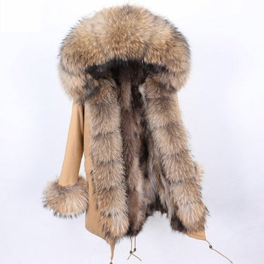 High Street Warm Hooded Women's Winter Jacket with Natural Raccoon Fur Collar  -  GeraldBlack.com