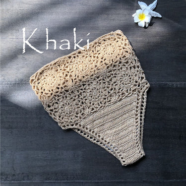 High Waist Bikini Plus Size Bottoms Thong Womens Crochet Flower Hollow Out Swimsuit Shorts Brazilian Bikini Swimwear  -  GeraldBlack.com