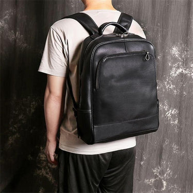Highend A4 Coffee Black Genuine Leather 14'' 15.6'' Laptop Women Men's Backpack Cowhide Travel Bag - SolaceConnect.com