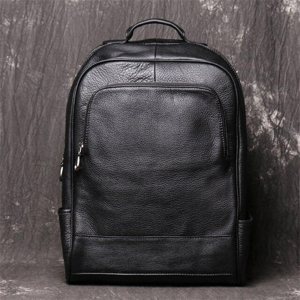 Highend A4 Coffee Black Genuine Leather 14'' 15.6'' Laptop Women Men's Backpack Cowhide Travel Bag - SolaceConnect.com