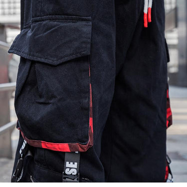 Hip Hip Men's Ribbon Zipper Pockets Cargo Jogger Tactical Pants Streetwear - SolaceConnect.com