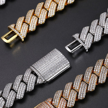 Hip Hop 3 Rows Full CZ Stone Bling Ice Out 25mm Solid Big Heavy Square Cuban Miami Link Chain Necklace for Men Rapper Jewelry  -  GeraldBlack.com