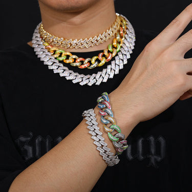 Hip Hop 3A+ CZ Stone Paved Bing Iced Out 18mm Big Solid Round Luminous Cuban Miami Link Chain Necklaces for Men Rapper Jewelry  -  GeraldBlack.com