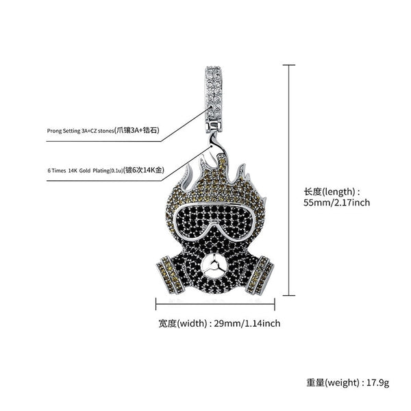 Hip Hop 3A+ CZ Stone Paved Bling Iced Out Diving Mask Pendants Necklaces for Men Rapper Jewelry Gold Silver Color Gift  -  GeraldBlack.com