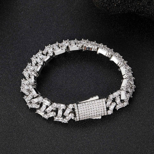 Hip Hop 3A+ CZ Stone Paved Bling Iced Out Geometric Square Cuban Link Chain Chokers Necklaces for Men Rapper Jewelry Gift  -  GeraldBlack.com