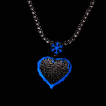 Hip Hop 3A+ CZ Stone Paved Bling Iced Out Ice Fire Luminous Heart Pendants Necklace for Men Rapper Jewelry  -  GeraldBlack.com
