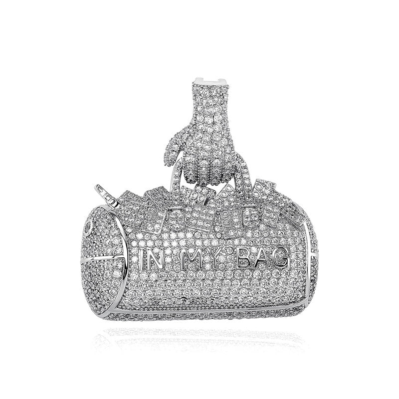 Hip Hop 3A+ CZ Stone Paved Bling Iced Out IN MY BAG Purse Pendants Necklace for Men Rapper Jewelry Gift  -  GeraldBlack.com
