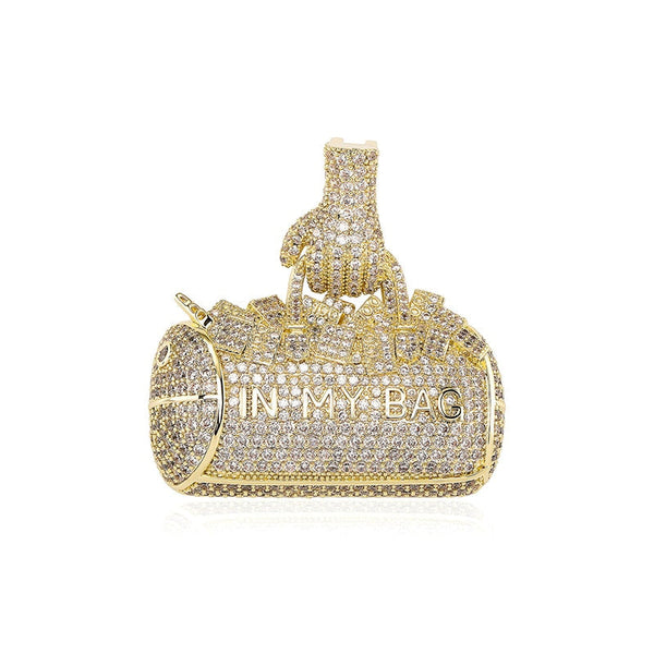 Hip Hop 3A+ CZ Stone Paved Bling Iced Out IN MY BAG Purse Pendants Necklace for Men Rapper Jewelry Gift  -  GeraldBlack.com