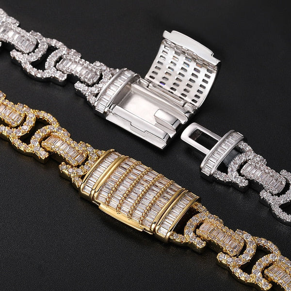 Hip Hop 5A+ CZ Stone Paved Bling Ice Out Geometric Byzantine Link Chain Necklace for Men Rapper Jewelry  -  GeraldBlack.com