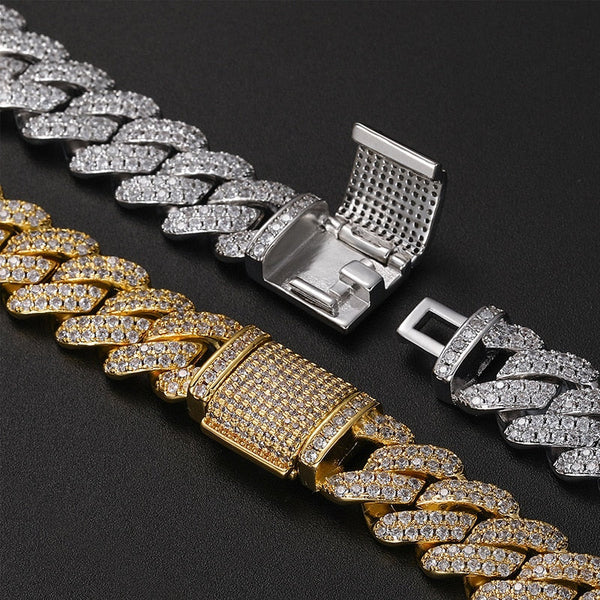Hip Hop 5A+ CZ Stone Paved Bling Ice Out Sunflower Set Cuban Miami Link Chain Necklace for Men Rapper Jewelry  -  GeraldBlack.com