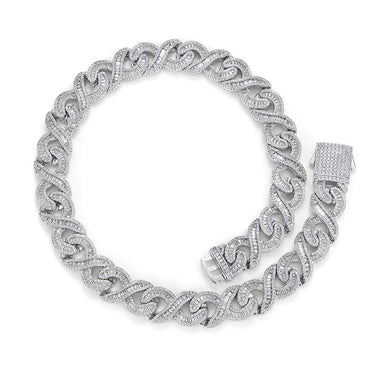 Hip Hop 5A CZ Stone Paved Bling Iced Out 14mm Solid Cuban Infinity Link Chain Chokers Necklaces for Men Rapper Jewelry  -  GeraldBlack.com
