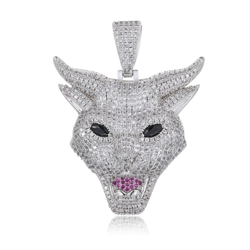 Hip Hop 5A CZ Stone Paved Bling Iced Out Cool Leopard Demon Pendants Necklace for Men Rapper Jewelry Gold SIlver Color  -  GeraldBlack.com