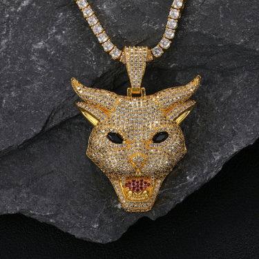 Hip Hop 5A CZ Stone Paved Bling Iced Out Cool Leopard Demon Pendants Necklace for Men Rapper Jewelry Gold SIlver Color  -  GeraldBlack.com
