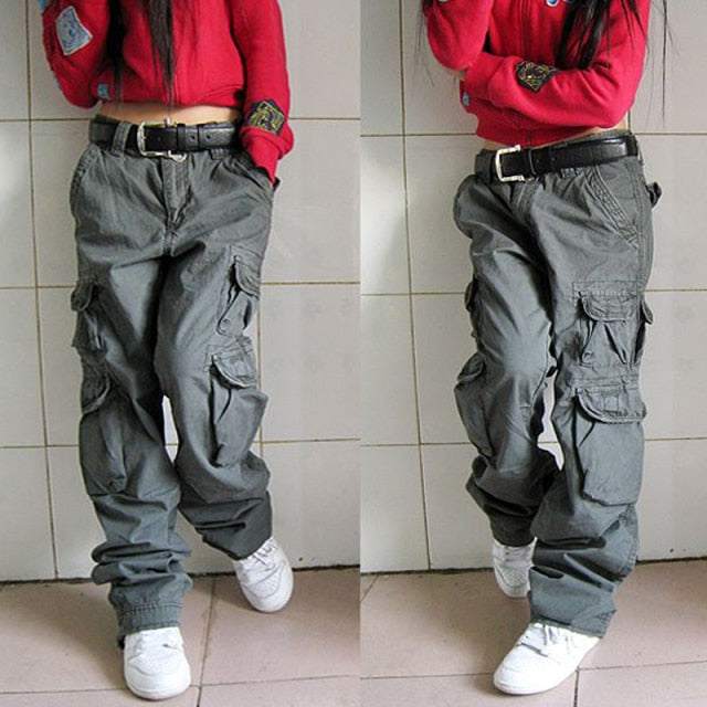 Hip Hop Black Autumn Winter Women's Solid Loose Cargo Pants Trousers Joggers on Clearance  -  GeraldBlack.com