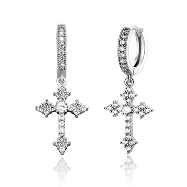 Hip Hop Fashion Jewelry Iced Out Cubic Zirconia Cross Earrings for Women  -  GeraldBlack.com