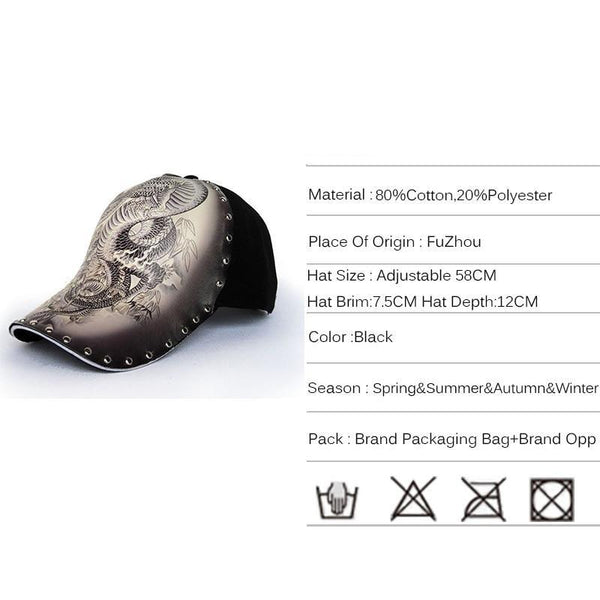 3D Printing Chinese Dragon Baseball Caps For Women With Rivet Streetwear Men Caps And Hats Hip Hop - SolaceConnect.com