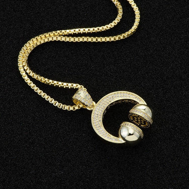 Music Headset DJ Wireless Headphone AAA Iced CZ Punk Pendant Necklace For Men Women Hip Hop - SolaceConnect.com