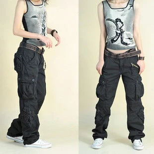 Hip Hop Fashion Women's Plus Size Loose Baggy Cargo Jeans Pants - SolaceConnect.com