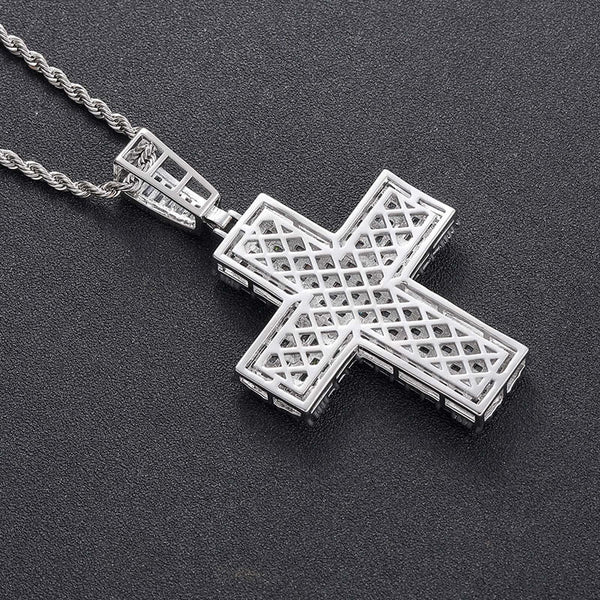 Hip Hop Full CZ Stone Paved Bling Iced Out Big Cross Pendants Necklaces for Men Rapper Jewelry Gold Silver Color Gift  -  GeraldBlack.com