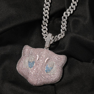 Hip Hop Full CZ Stone Paved Bling Iced Out Big Cute Cartoon Character Pendants Necklace for Men Rapper Jewelry  -  GeraldBlack.com