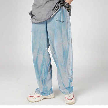 Hip Hop Harajuku Men's Autumn Illusion Tie Dye Streetwear Baggy Denim Pant - SolaceConnect.com