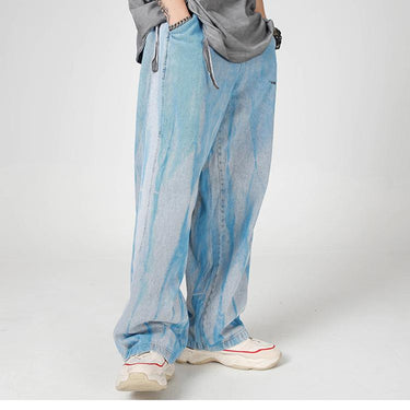 Hip Hop Harajuku Men's Autumn Illusion Tie Dye Streetwear Baggy Denim Pant - SolaceConnect.com