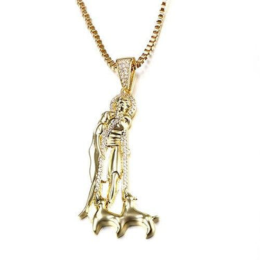 Iced Out God With Wolf Pendant Hiphop Fine Jewelry CZ Stone Pendants&Necklace For Men Punk Style - SolaceConnect.com