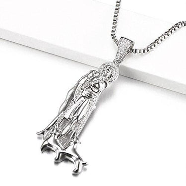 Iced Out God With Wolf Pendant Hiphop Fine Jewelry CZ Stone Pendants&Necklace For Men Punk Style - SolaceConnect.com