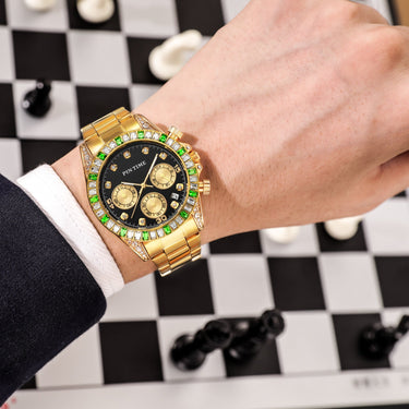 Hip Hop Luxury Men's Colorful Diamond Military Chronograph Quartz Watch  -  GeraldBlack.com