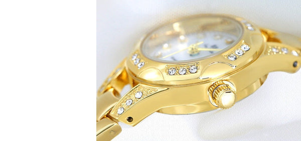 Hip Hop Luxury Women's Round Stainless Steel Quartz Bracelet Wristwatch  -  GeraldBlack.com