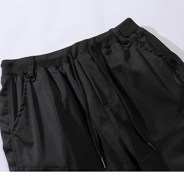 Hip Hop Men's Black Ribbon Pocket Joggers Cargo Harem Pants Streetwear - SolaceConnect.com