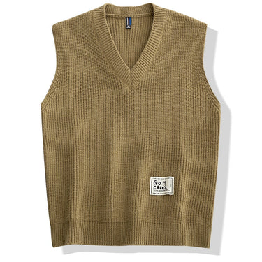 Hip hop men's loose vest v-neck oversized knitted sweaters vests hipster jersey jumper 301  -  GeraldBlack.com