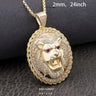 Lion Head Round Paved Pendant&Necklace Animal King Vintage Gold Silver Color Hiphop Chain For Men - SolaceConnect.com