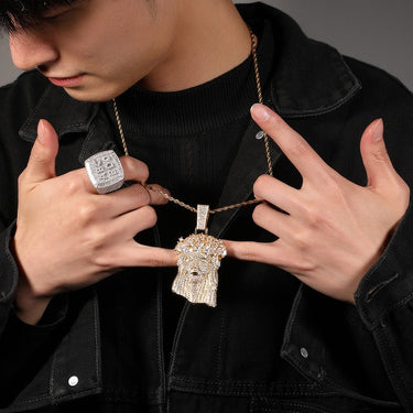 Hip Hop Micro Paved 3A+ Cubic Zirconia Bling Iced Out JESUS PIECE Pendants Necklaces for Men Rapper Jewelry Gold Silver Color  -  GeraldBlack.com