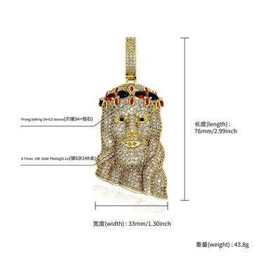 Hip Hop Micro Paved AAA Cubic Zirconia Bling Iced Out JESUS PIECE Pendants Necklace for Men Rapper Jewelry Gift  -  GeraldBlack.com