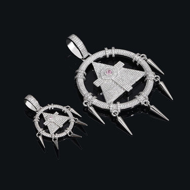 Hip Hop Micro Paved Cubic Zirconia Bling Iced Out Big Size Millennium Wisdom Wheel Pendants Necklace for Men Rapper Jewelry Gift  -  GeraldBlack.com