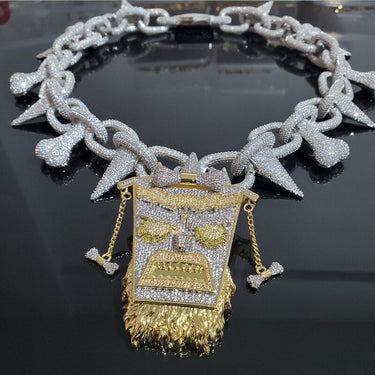 Hip Hop Rapper Jewelry Tikki Pendant Necklace Chain Iced Out Punk Rivet Choker Cubic Zirconia Men  Jewelry  -  GeraldBlack.com