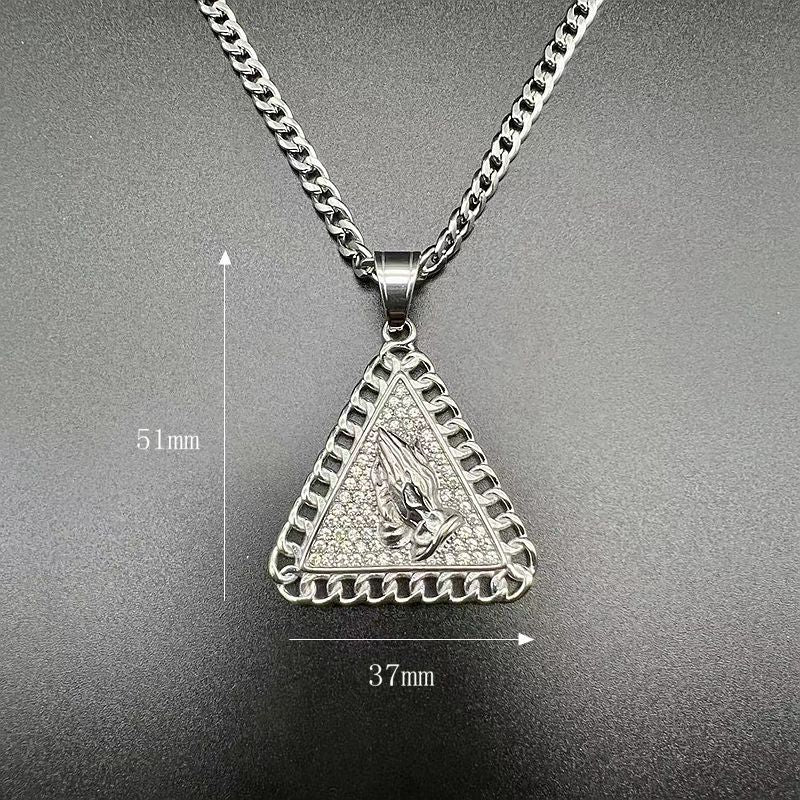 Silver Praying Hands Pendant Necklace Made Of 316L Stainless Steel | Classy Men Collection Silver Praying Hands Pendant Necklace Made Of 316L Stainless Steel | Classy Men Collection