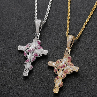 Hip Hop Rock Male Female Zircon Cross Pendant Necklace Gold Silver Color Cross Necklace  -  GeraldBlack.com