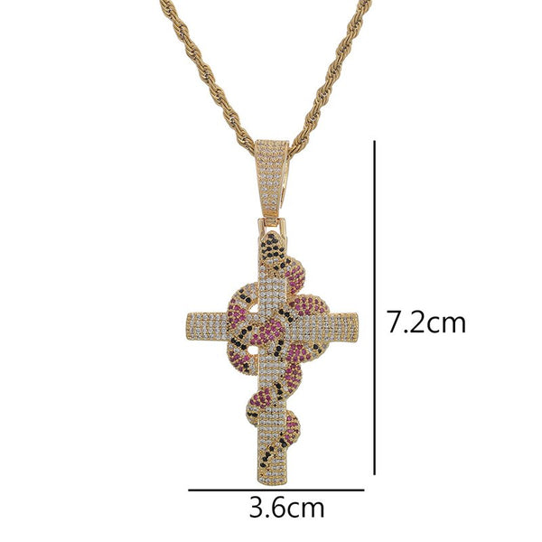 Hip Hop Rock Male Female Zircon Cross Pendant Necklace Gold Silver Color Cross Necklace  -  GeraldBlack.com