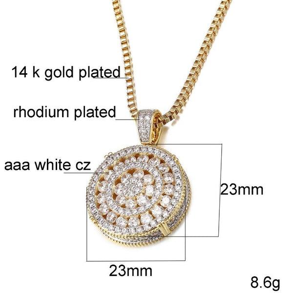 Round Shiny Pendants & Necklaces For Women Men Rock Jewelry CZ Crystal Gift Fine Quality - SolaceConnect.com
