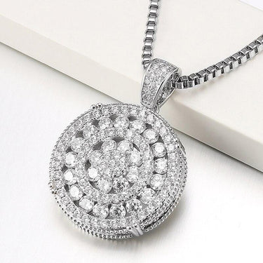 Hip Hop Rock Style Unisex Round Shiny CZ Crystal Pendant & Necklace Jewelry  -  GeraldBlack.com