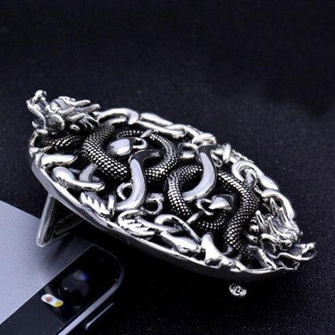 925 Sterling Silver dragon men's belt buckle buckles DIY accessory hiphop A1198 - SolaceConnect.com