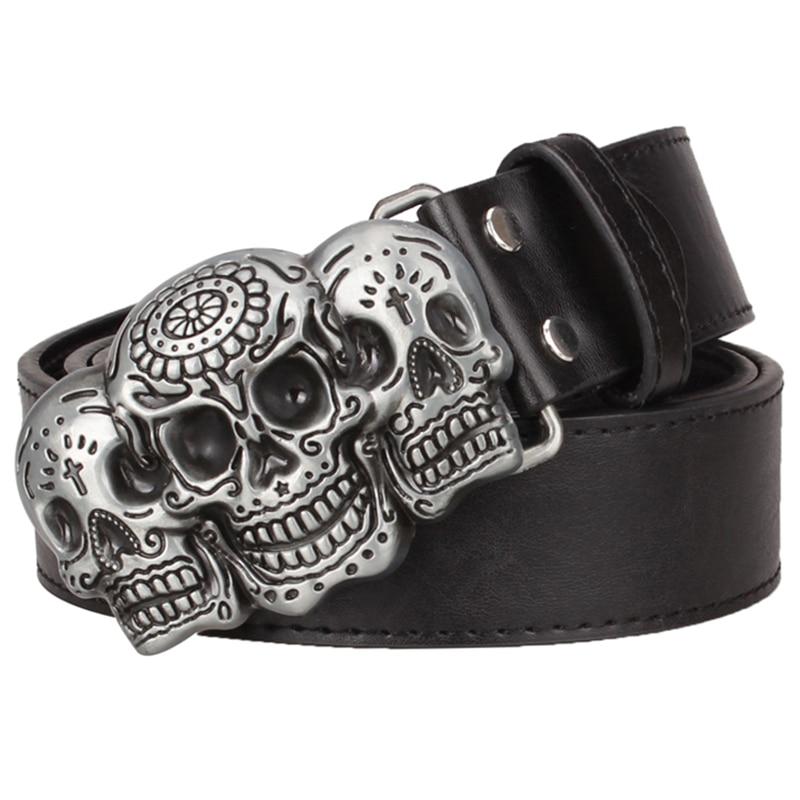 Hip Hop Style Retro Devil Skull Metal Buckle Leather Belt for Men - SolaceConnect.com