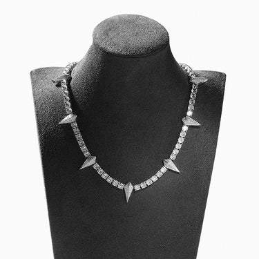 Hip Hop Unisex Bing Iced Out Thorns Rivet Tennis Link Chain Chokers Necklaces Rapper Jewelry Gift  -  GeraldBlack.com