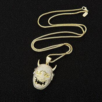 Hip Hop Mask Necklaces Pendant Cubic Zircons Crystal Jewelry Necklace for Men Women Gold Color Gift - SolaceConnect.com